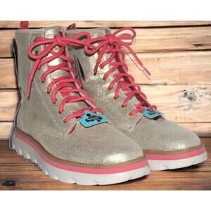 Skechers ON THE GO Silver Leather Boots Ortholite Womens 8.5 New Fast Shipping